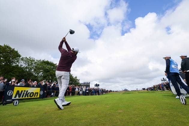 Mandatory Credit: Photo by Greig Cowie Shutterstock (14013394m) Jon Rahm on the 5th Tee The British Open Championship, Practice, Golf, Royal Liverpool Golf Club, Liverpool, UK - 19 Jul 2023 The British Open Championship, Practice, Golf, Royal Liverpool Golf Club, Liverpool, UK - 19 Jul 2023 Copyright: xGreigxCowie Shutterstockx 14013394m