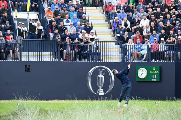 Mandatory Credit: Photo by Greig Cowie Shutterstock (14015622e) Matthew Jordan gets the 151st Open Championship underway in Group One. Rolex The British Open Championship, Day One, Golf, Royal Liverpool Golf Club, Liverpool, UK - 20 Jul 2023 The British Open Championship, Day One, Golf, Royal Liverpool Golf Club, Liverpool, UK - 20 Jul 2023 Copyright: xGreigxCowie Shutterstockx 14015622e