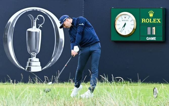 Mandatory Credit: Photo by Greig Cowie Shutterstock (14015622k) Matthew Jordan gets the 151st Open Championship underway in Group One. Rolex The British Open Championship, Day One, Golf, Royal Liverpool Golf Club, Liverpool, UK - 20 Jul 2023 The British Open Championship, Day One, Golf, Royal Liverpool Golf Club, Liverpool, UK - 20 Jul 2023 Copyright: xGreigxCowie Shutterstockx 14015622k