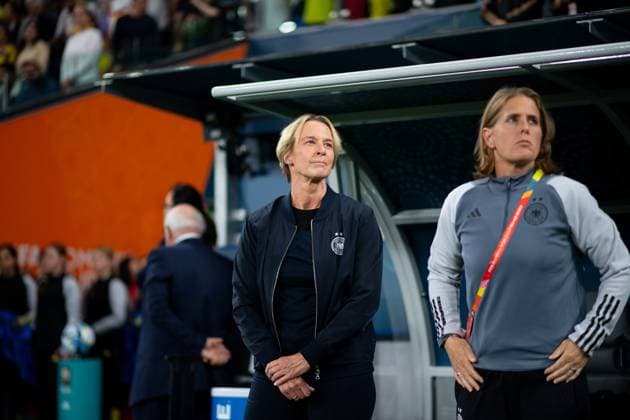 Martina Voss-Tecklenburg (Deutschland, Bundestrainerin), Britta Carlson (Deutschland, Co-Trainerin), AUS, Deutschland vs Kolumbien, FIFA Frauen Fussball Weltmeisterschaft Australien 2023, 2. Spieltag, Gruppe H, 30.07.2023 AUS, Deutschland vs Kolumbien, FIFA Frauen Fussball Weltmeisterschaft Australien 2023, 2. Spieltag, Gruppe H, 30.07.2023 Sydney Copyright: xEibner-Pressefoto Memmlerx EP_MMR