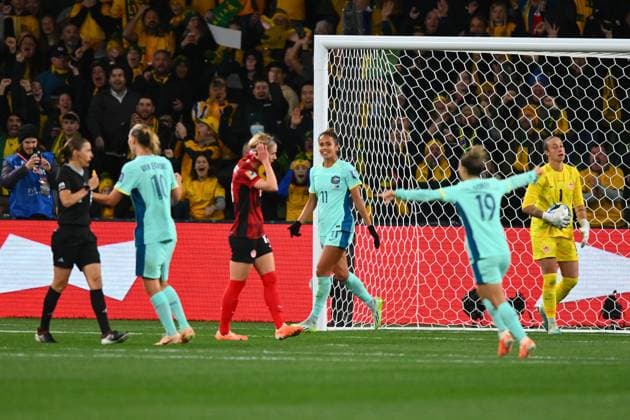 Mandatory Credit: Photo by Morgan Hancock Shutterstock (14028970db) Mary Fowler of Australia scores the third goal Canada Women v Australia Women, FIFA Women s World Cup, Group B, International Football, Melbourne Rectangular Stadium, Perth, Australia - 31 July 2023 Canada Women v Australia Women, FIFA Women s World Cup, Group B, International Football, Melbourne Rectangular Stadium, Perth, Australia - 31 July 2023 Copyright: xMorganxHancock Shutterstockx 14028970db
