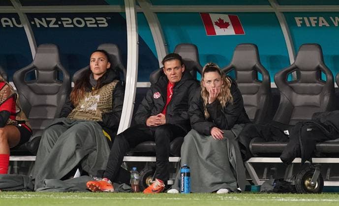 Mandatory Credit: Photo by Shutterstock (14029229l) Canada s Christine Sinclair reacts on the bench Canada Women v Australia Women, FIFA Women s World Cup, Group B, International Football, Melbourne Rectangular Stadium, Perth, Australia - 31 July 2023 Canada Women v Australia Women, FIFA Women s World Cup, Group B, International Football, Melbourne Rectangular Stadium, Perth, Australia - 31 July 2023 Copyright: xShutterstockx 14029229l