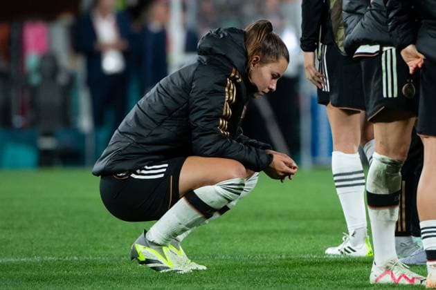 Lena Oberdorf (Deutschland, 06) ist enttauescht ueber das Unentschieden und ausscheiden nach der Gruppenphase, AUS, Suedkorea vs Deutschland, FIFA Frauen Fussball Weltmeisterschaft Australien 2023, 3. Spieltag, Gruppe H, 03.08.2023 AUS, Suedkorea vs Deutschland, FIFA Frauen Fussball Weltmeisterschaft Australien 2023, 3. Spieltag, Gruppe H, 03.08.2023 Brisbane Copyright: xEibner-Pressefoto Memmlerx EP_MMR