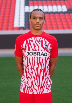 Kiliann Sildillia (SC Freiburg, 25); 1. Bundesliga, SC Freiburg, Portraettermin 2023 2024, 10.08.2023, (DFL REGULATIONS PROHIBIT ANY USE OF PHOTOGRAPHS AS IMAGE SEQUENCES AND OR QUASI-VIDEO) GER, Fussball, Herren, 1. Bundesliga, Spielzeit 2023 2024, SC Freiburg, Portraettermin 2023 2024, 10.08.2023, Freiburg im Breisgau Copyright: xEibner-Pressefoto SilasxSchuellex EP_EER