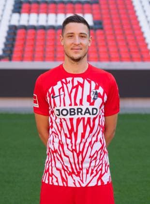 Keven Schlotterbeck (SC Freiburg, 26); 1. Bundesliga, SC Freiburg, Portraettermin 2023 2024, 10.08.2023, (DFL REGULATIONS PROHIBIT ANY USE OF PHOTOGRAPHS AS IMAGE SEQUENCES AND OR QUASI-VIDEO) GER, Fussball, Herren, 1. Bundesliga, Spielzeit 2023 2024, SC Freiburg, Portraettermin 2023 2024, 10.08.2023, Freiburg im Breisgau Copyright: xEibner-Pressefoto SilasxSchuellex EP_EER