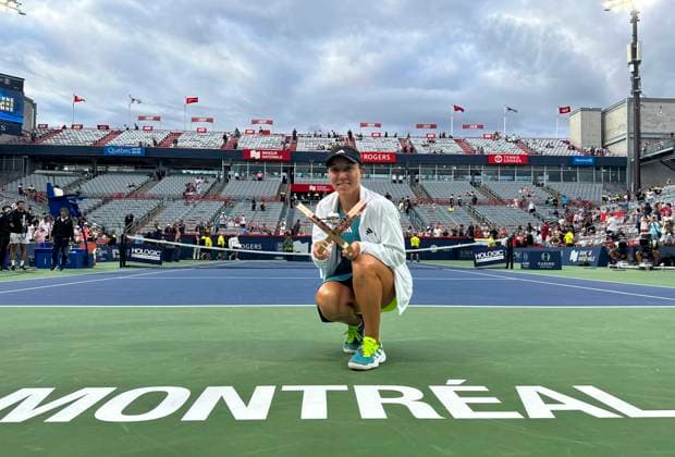 August 13, 2023, MONTREAL, PQ, Canada: Jessica Pegula of the United States, holds her trophy following her win over Liudmila Samsonova of Russia, in the final of the National Bank Open tennis tournament in Montreal, Sunday, Aug.13, 2023. Canada News - August 13, 2023 - ZUMAc35_ 20230813_zaf_c35_103 Copyright: xChristinnexMuschix