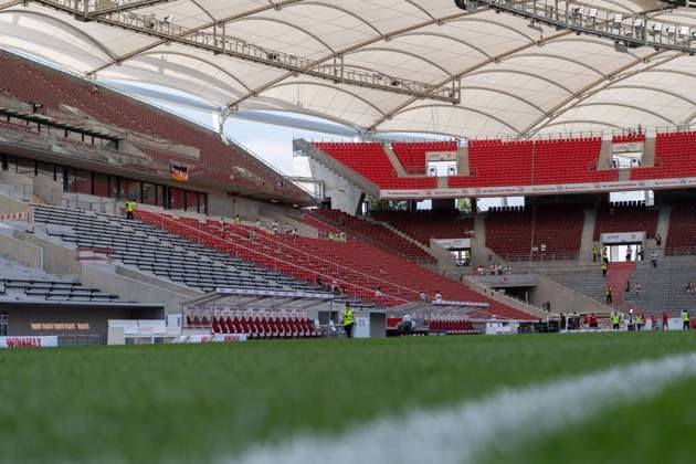 Vor Spielbeginn, Stadion neue Haupttribuene, Inneraum, MHPArena, MHP Arena, VfB Stuttgart vs. VfL Bochum, Fussball, Herren, 1. Bundesliga, 1. Spieltag, Saison 23 24, GER, 19.08.2023, DFL DFB REGULATIONS PROHIBIT ANY USE OF PHOTOGRAPHS AS IMAGE SEQUENCES AND OR QUASI-VIDEO, VfB Stuttgart vs. VfL Bochum, Fussball, Herren, 1. Bundesliga, 1. Spieltag, Saison 23 24, GER, 19.08.2023 Stuttgart Copyright: xEibner-Pressefoto WolfgangxFrankx EP_EER