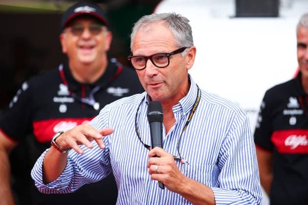 Formel 1, GP Italien in Monza - Alfa Romeo Stralade 33 Präsentation DOMENICALI Stefano (ita), Chairman and CEO Formula One Group FOG, portrait Alfa Romeo F1 Team Stake C43, portrait Alfa Romeo F1 Team Stake, ambiance Alfa Romeo Stralade 33 during the 2023 Formula 1 Pirelli Grand Premio d™Italia Grand Prix, 14th round of the 2023 Formula One World Championship, WM, Weltmeisterschaft from September 1 to 3, 2023 on the Autodromo Nazionale di Monza, in Monza, Italy - F1 - ITALIAN GRAND PRIX 2023 DPPI Panoramic 00123032_EA010400