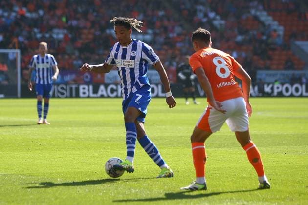 Mandatory Credit: Photo by Phil Oldham Shutterstock (14074724i) Sean Clare of Wigan Athletic Blackpool v Wigan Athletic, EFL Sky Bet League One, Football, Bloomfield Road, Blackpool, UK - 02 Sep 2023 EDITORIAL USE ONLY No use with unauthorised audio, video, data, fixture lists, club league logos or live services. Online in-match use limited to 120 images, no video emulation. No use in betting, games or single club league player publications. Blackpool v Wigan Athletic, EFL Sky Bet League One, Football, Bloomfield Road, Blackpool, UK - 02 Sep 2023 EDITORIAL USE ONLY No use with unauthorised audio, video, data, fixture lists, club league logos or live services. Online in-match use limited to 120 images, no video emulation. No use in betting, games or single club league player publications. Copyright: xPhilxOldham Shutterstockx 14074724i