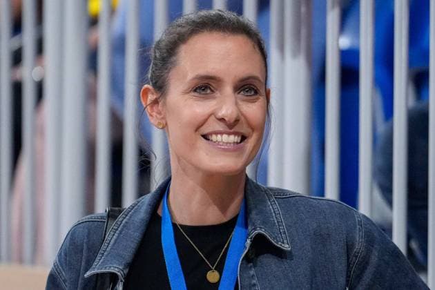 Jennifer Kettemann (Geschäftsführerin, RNL), Einzelbild, Einzelfoto, Aktion, Action, Freude, freuen, freut sich, freundlich, fröhlich, glücklich, strahlend, optimistisch, Porträt, Portrait, 03.09.2023, Heidelberg (Deutschland), Handball, EHF European League, Qualifikation, Rhein-Neckar Löwen - HC Vardar 1961 Skopje