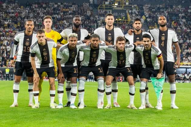 Freundschaftsspiel Deutschland - Frankreich; 12.09.2023 Die Startaufstellung der deutschen Nationalmanschaft. Hintere Reihe von links: Leroy Sane (Deutschland, 19), Marc-Andre ter Stegen (Deutschland, 1), Antonio Ruediger (Deutschland, 2), Niklas Suele (Deutschland, 15), Emre Can (Deutschland, 23), Jonathan Tah (Deutschland, 4). Vordere Reihe von links: Florian Wirtz (Deutschland, 9), Serge Gnabry (Deutschland, 10), Benjamin Henrichs (Deutschland, 16), Thomas Mueller (Deutschland, 13), Ilkay Guendogan (Deutschland, 21)Freundschaftsspiel, Deutschland - Frankreich, 12.09.2023, Signal Iduna Park, Dortmund Copyright: xBEAUTIFULxSPORTS Meuselx