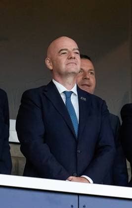 Mandatory Credit: Photo by Stuart Wallace Shutterstock (14094533f) FIFA President Gianni Infantino stands with dignitaries in the South Stand at Hampden Park. Scotland v England, International Friendly, Länderspiel, Nationalmannschaft Football, Hampden Park, Glasgow, UK - 12 Sep 2023 EDITORIAL USE ONLY No use with unauthorised audio, video, data, fixture lists, club league logos or live services. Online in-match use limited to 120 images, no video emulation. No use in betting, games or single club league player publications. Scotland v England, International Friendly, Football, Hampden Park, Glasgow, UK - 12 Sep 2023 EDITORIAL USE ONLY No use with unauthorised audio, video, data, fixture lists, club league logos or live services. Online in-match use limited to 120 images, no video emulation. No use in betting, games or single club league player publications. Copyright: xStuartxWallace Shutterstockx 14094533f