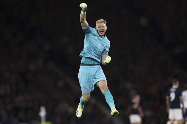 Sport Bilder des Tages Mandatory Credit: Photo by Paul Currie Shutterstock (14094531bl) Aaron Ramsdale of England celebrates the 3rd goal scored by Harry Kane Scotland v England, International Friendly, Länderspiel, Nationalmannschaft Football, Hampden Park, Glasgow, UK - 12 Sep 2023 EDITORIAL USE ONLY No use with unauthorised audio, video, data, fixture lists, club league logos or live services. Online in-match use limited to 120 images, no video emulation. No use in betting, games or single club league player publications. Scotland v England, International Friendly, Football, Hampden Park, Glasgow, UK - 12 Sep 2023 EDITORIAL USE ONLY No use with unauthorised audio, video, data, fixture lists, club league logos or live services. Online in-match use limited to 120 images, no video emulation. No use in betting, games or single club league player publications. Copyright: xPaulxCurrie Shutterstockx 14094531bl