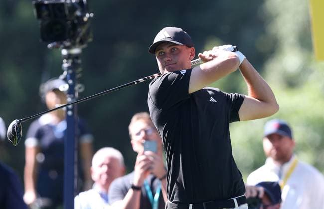 BMW PGA, Golf Herren Championship, Round 1, DP World Tour, European Tour, Wentworth Golf Club, Surrey, UK. - 14th September 2023. Ludvig Aberg of Sweden and Team Europe. - BMW PGA Championship, Round 1, DP World Tour, European Tour, Wentworth Golf Club, Surrey, UK. - 14th September 2023. Surrey Wentworth Golf Course United Kingdom Copyright: xDanxWeirx CP_BMW_PGA_Championship_Round_1_03