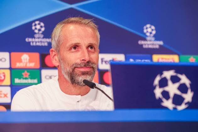 Sport Bilder des Tages Bern - RB Leipzig CL Matchday-1 Bern, 18.09.2023, Wankdorf Stadion, Fussball , UEFA Champions League, Gruppe G , MD-1, Young Boys Bern vs. RB Leipzig , Pressekonferenz RB Leipzig , Im Bild: Trainer Marco Rose. , Foto nur zur redaktionellen Nutzung bestimmt! . , UEFA regulations prohibit any use of photographs as image sequences and or quasi-video ,