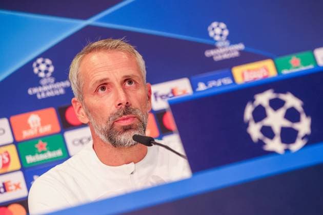 Bern - RB Leipzig CL Matchday-1 Bern, 18.09.2023, Wankdorf Stadion, Fussball , UEFA Champions League, Gruppe G , MD-1, Young Boys Bern vs. RB Leipzig , Pressekonferenz RB Leipzig , Im Bild: Trainer Marco Rose. , Foto nur zur redaktionellen Nutzung bestimmt! . , UEFA regulations prohibit any use of photographs as image sequences and or quasi-video ,