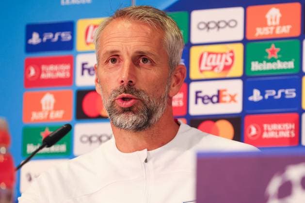 Bern - RB Leipzig CL Matchday-1 Bern, 18.09.2023, Wankdorf Stadion, Fussball , UEFA Champions League, Gruppe G , MD-1, Young Boys Bern vs. RB Leipzig , Pressekonferenz RB Leipzig , Im Bild: Trainer Marco Rose. , Foto nur zur redaktionellen Nutzung bestimmt! . , UEFA regulations prohibit any use of photographs as image sequences and or quasi-video ,