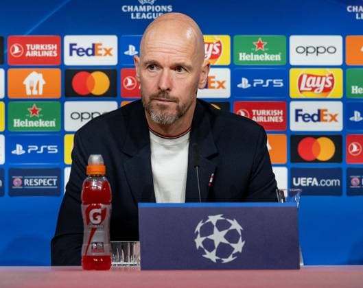Erik ten Hag (Chef-Trainer Head Coach, Manchester United, ManU FC). GER, Pressekonferenz vor dem Spiel FC Bayern Muenchen vs. Manchester United FC, Fussball, Championsleague, Spielzeit 2023 2024, 19.09.2023. (DFL DFB REGULATIONS PROHIBIT ANY USE OF PHOTOGRAPHS as IMAGE SEQUENCES and or QUASI-VIDEO). GER, Pressekonferenz vor dem Spiel FC Bayern Muenchen vs. Manchester United FC, Fussball, Championsleague, Spielzeit 2023 2024, 19.09.2023. Muenchen Copyright: xEibner-Pressefoto HeikexFeinerx EP_HFR