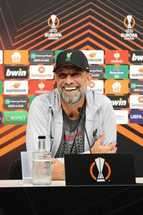 Sport Bilder des Tages 20.09.2023, Linz, AUT, Unterwegs in Oberösterreich, Liverpool, PK, Europa League, im Bild Jürgen Klopp, Juergen Klopp, Trainer, FC Liverpool, Pressekonferenz, Raiffeisen Arena, gegen LASK, UEFA Europa League,