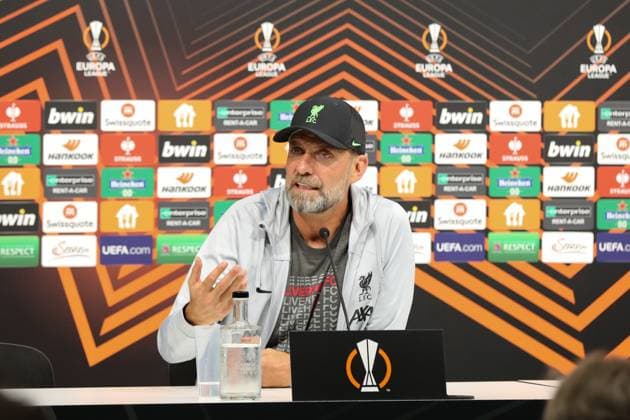 20.09.2023, Linz, AUT, Unterwegs in Oberösterreich, Liverpool, PK, Europa League, im Bild Jürgen Klopp, Juergen Klopp, Trainer, FC Liverpool, Pressekonferenz, Raiffeisen Arena, gegen LASK, UEFA Europa League,