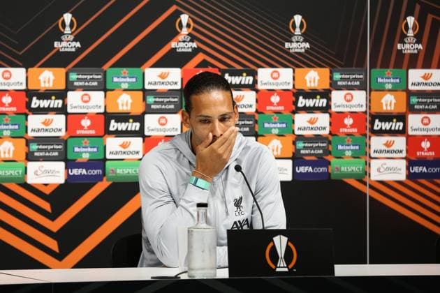 20.09.2023, Linz, AUT, Unterwegs in Oberösterreich, Liverpool, PK, Europa League, im Bild Virgil van Dijk, FC Liverpool, Pressekonferenz, UEFA Europa League, gegen LASK, Raiffeisen Arena, Linz,