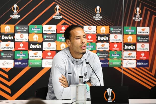 20.09.2023, Linz, AUT, Unterwegs in Oberösterreich, Liverpool, PK, Europa League, im Bild Virgil van Dijk, FC Liverpool, Pressekonferenz, UEFA Europa League, gegen LASK, Raiffeisen Arena, Linz,