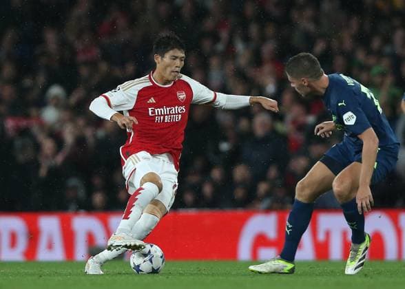 Arsenal v PSV Eindhoven, UEFA Champions League, Group B, Emirates Stadium, London, UK. - 20th September 2023. Takehiro Tomiyasu of Arsenal. - Arsenal v PSV Eindhoven, UEFA Champions League, Group B, Emirates Stadium, London, UK. - 20th September 2023. London Emirates Stadium UK Copyright: xDanxWeirx CP_Arsenal_PSV_66