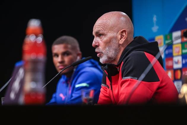 03.10.2023, Fussball, Saison 2023 2024, UCL, UEFA Champions League, Walkaround, Pressekonferenz AC Milan, v. l. Malick Thiaw (AC Milan), Trainer Stefano Pioli (AC Milan), Dortmund Signal Iduna Park, NRW Deutschland xRHR-FOTO DEx Copyright: DennisxEwert RHR-FOTOx RHR-FOTO DE