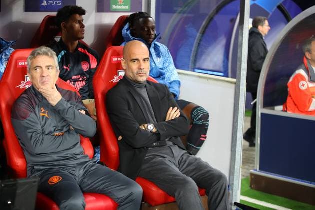 RB Leipzig - Manchester City Champions League Leipzig, 04.10.2023, Red Bull Arena, Fussball, Männer, Saison 2023 2024, UEFA Champions League, Gruppenphase, 2. Spieltag , RB Leipzig - Manchester City , Im Bild v.l.: ,