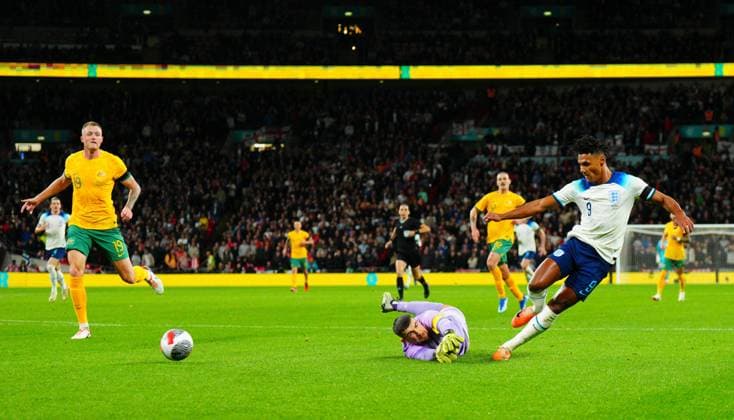 EDITORIAL USE ONLY No use with unauthorised audio, video, data, fixture lists, club league logos or live services. Online in-match use limited to 120 images, no video emulation. No use in betting, games or single club league player publications. England v Australia, International Friendly, Länderspiel, Nationalmannschaft Football, Wembley Stadium, London, UK - 13 Oct 2023 EDITORIAL USE ONLY No use with unauthorised audio, video, data, fixture lists, club league logos or live services. Online in-match use limited to 120 images, no video emulation. No use in betting, games or single club league player publications. Copyright: xJavierxGarcia Shutterstockx 14147575aa