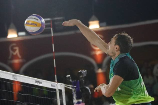 October 14, 2023, Tlaxcala, Ciudad de Mexico, Mexico: October 13, 2023, Tlaxcala, Mexico: Ondrej Perusic of Czechia competes agains team Norway during the Beach volleyball, Beachvolleyball World Championship, WM, Weltmeisterschaft Men s Quarterfinals between Norway and Czechia. on October 13, 2023 in Tlaxcala, Mexico. Tlaxcala Mexico - ZUMAe321 20231014_zsa_e321_116 Copyright: xEssenexHernandez xEyepixxGroupx