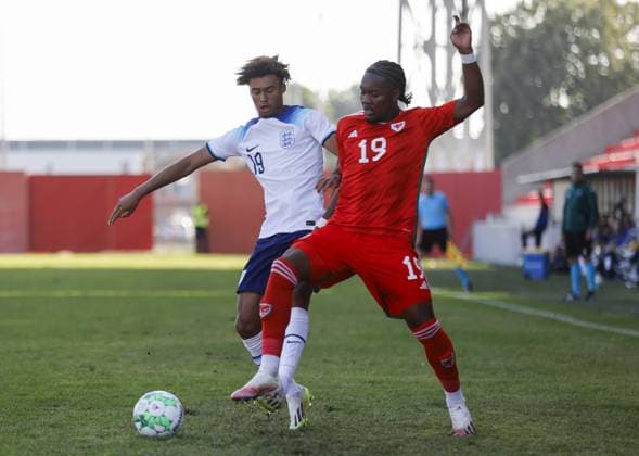 EDITORIAL USE ONLY No use with unauthorised audio, video, data, fixture lists, club league logos or live services. Online in-match use limited to 120 images, no video emulation. No use in betting, games or single club league player publications. England U19 v Wales U19, UEFA European Under-19 Championship Qualifying, Group L, Football, DG Arena, Podgorica, Montenegro - 14 Oct 2023 EDITORIAL USE ONLY No use with unauthorised audio, video, data, fixture lists, club league logos or live services. Online in-match use limited to 120 images, no video emulation. No use in betting, games or single club league player publications. Copyright: xNikolaxKrstic Shutterstockx 14147586bx