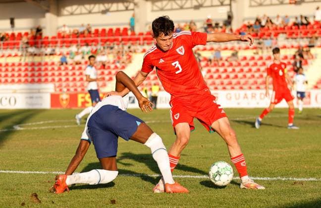 EDITORIAL USE ONLY No use with unauthorised audio, video, data, fixture lists, club league logos or live services. Online in-match use limited to 120 images, no video emulation. No use in betting, games or single club league player publications. England U19 v Wales U19, UEFA European Under-19 Championship Qualifying, Group L, Football, DG Arena, Podgorica, Montenegro - 14 Oct 2023 EDITORIAL USE ONLY No use with unauthorised audio, video, data, fixture lists, club league logos or live services. Online in-match use limited to 120 images, no video emulation. No use in betting, games or single club league player publications. Copyright: xNikolaxKrstic Shutterstockx 14147586ie