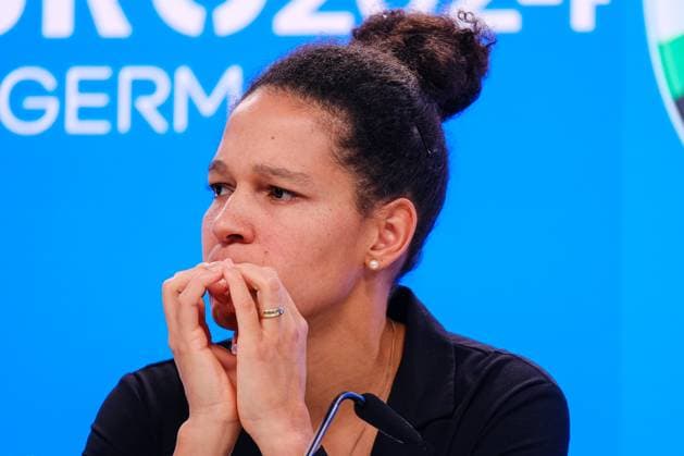 Celia Sasic, (Botschafterin, UEFA EURO, EM, Europameisterschaft,Fussball 2024), GER, Pressekonferenz, UEFA Working Visits EURO 2024, Frankfurt am Main, 16.10.2023, GER, Pressekonferenz, UEFA Working Visits EURO 2024, Frankfurt am Main, 16.10.2023. Frankfurt am Main Copyright: xEibner-Pressefoto FlorianxWieganx EP_FWD