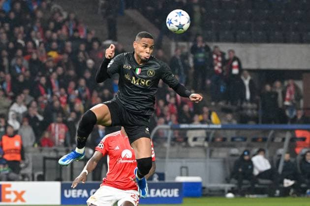 Fussball, Herren, Saison 2023 2024, UEFA Champions League (Gruppe C, 3. Spieltag), 1. FC Union Berlin - SSC Neapel, v. l. Natan (SSC Neapel) in Aktion, am Ball, Einzelaktion, 24.10. 2023, Copyright: xMatthiasxKochx