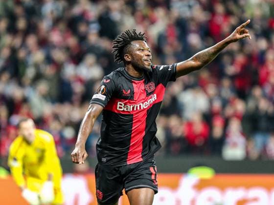 Tor, Torjubel, zum 5:1 durch Edmond Faycial Tapsoba (Bayer 04 Leverkusen, 12), GER, Bayer 04 Leverkusen vs. Qarabag Agdam, UEFA Europa League 2023 24, Gruppenphase, 3. Spieltag, 26.10.2023, GER, Bayer 04 Leverkusen vs. Qarabag Agdam, UEFA Europa League 2023 24, Gruppenphase, 3. Spieltag, 26.10.2023, Foto: Eibner-Pressefoto Gabriel Boia Leverkusen Copyright: xGabrielxBoiax EP_EER