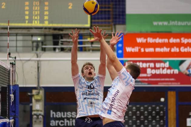 Luca Russelmann (ASV Dachau, 10) ASV Dachau vs.VC Bitterfeld-Wolfen, Volleyball, Volleyball 1. Bundesliga, 1. Spieltag, Saison 23 24, 28.10.2023, ASV Dachau vs.VC Bitterfeld-Wolfen, Volleyball, Volleyball 1. Bundesliga, 1. Spieltag, Saison 23 24, 28.10.2023 Dachau Copyright: xEibner-Pressefoto JennixMaulx EP_JML