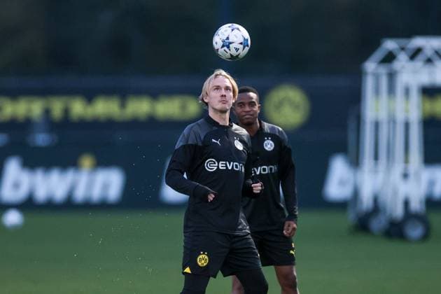 06.11.2023, Fussball, Saison 2023 2024, UCL, UEFA Champions League, Gruppenphase, 4. Spieltag, Abschlusstraining Borussia Dortmund, v. l. Julian Brandt (Borussia Dortmund), Youssoufa Moukoko (Borussia Dortmund), Dortmund Signal Iduna Park NRW Deutschland xRHR-FOTO DEx Copyright: DennisxEwert RHR-FOTOx RHR-FOTO DE