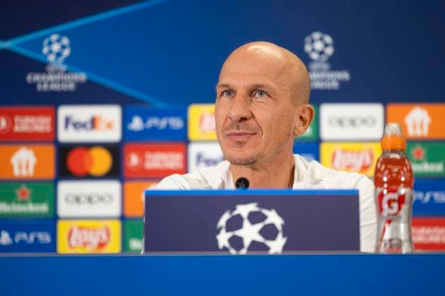 SOCCER - UEFA CL, RBS vs Inter, preview SALZBURG,AUSTRIA,07.NOV.23 - SOCCER - UEFA Champions League, group stage, Red Bull Salzburg vs FC Internazionale Milano, preview, press conference, PK, Pressekonferenz RBS. Image shows head coach Gerhard Struber (RBS). GEPAxpictures xGintarexKarpaviciute