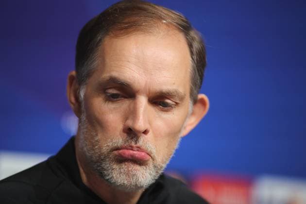 München, Deutschland 07. November 2023: Fussball, Herren, Saison 2023 2024, FC Bayern München, Internationale Pressekonferenz, Allianz Arena Thomas Tuchel, Trainer (FC Bayern München) Kopf, Portrait,Mimik, Gesichtsausdruck, Lippen , Mund