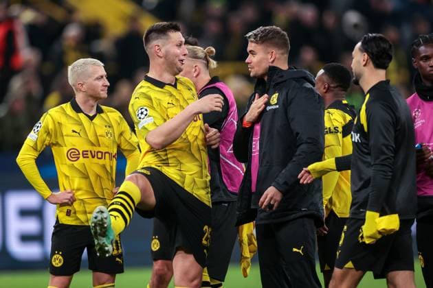 07.11.2023, Fussball, Saison 2023 2024, UCL, UEFA Champions League, Gruppenphase, 4. Spieltag, Borussia Dortmund - Newcastle United, v. l. Marco Reus (Borussia Dortmund), Niklas Süle (Borussia Dortmund), Alexander Meyer (Borussia Dortmund), Dortmund Signal Iduna Park NRW Deutschland xRHR-FOTO DEx Copyright: DennisxEwert RHR-FOTOx RHR-FOTO DE