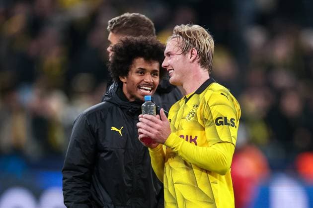 Sport Bilder des Tages 07.11.2023, Fussball, Saison 2023 2024, UCL, UEFA Champions League, Gruppenphase, 4. Spieltag, Borussia Dortmund - Newcastle United, v. l. Karim Adeyemi (Borussia Dortmund), Julian Brandt (Borussia Dortmund), Dortmund Signal Iduna Park NRW Deutschland xRHR-FOTO DEx Copyright: DennisxEwert RHR-FOTOx RHR-FOTO DE