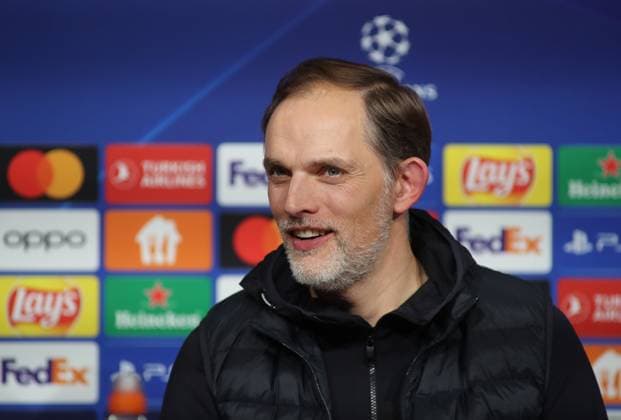 München, Deutschland 08. November 2023: Fussball, Herren, Champions League, 4.Spieltag, Saison 2023 2024, FC Bayern München - Galatasaray Istanbul, Allianz Arena Thomas Tuchel, Trainer (FC Bayern München) Kopf, Portrait auf der Pressekonferenz, lächeln