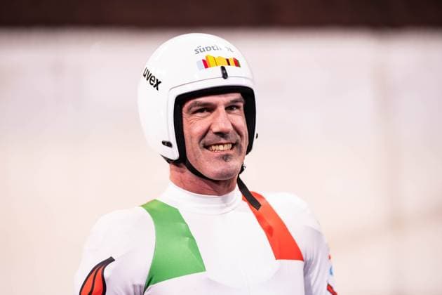 TV Total WOK-WM von Pro7 2023 12.11.2023, Bob und Rodelbahn, Winterberg, TV Total WOK-WM von Pro7 2023 Im Bild: Im Bild: Vizeweltmeister Armin Zöggeler, grinst, lacht, hat gute Laune