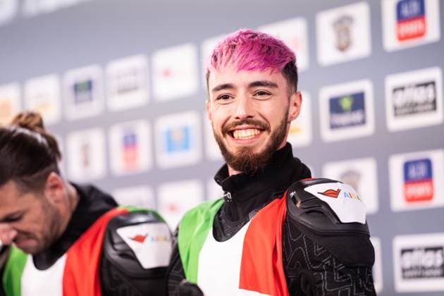 TV Total WOK-WM von Pro7 2023 12.11.2023, Bob und Rodelbahn, Winterberg, TV Total WOK-WM von Pro7 2023 Im Bild: Mario Novembre lacht, hat gute Laune, freut sich