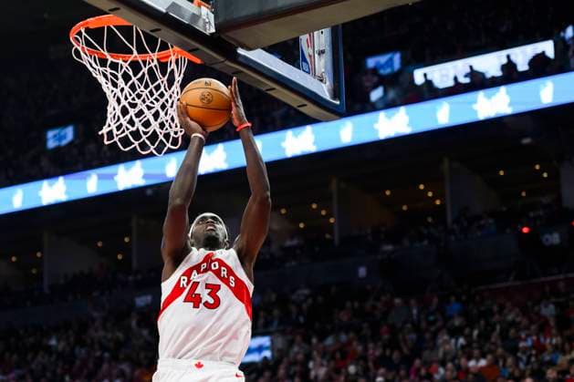 November 13, 2023, TORONTO, ON, CANADA: Toronto Raptors forward Pascal Siakam (43) scores during second half NBA, Basketball Herren, USA basketball action against the Washington Wizards, in Toronto on Monday, November 13, 2023. Canada News - November 13, 2023 - ZUMAc35_ 20231113_zaf_c35_157 Copyright: xChristopherxKatsarovx