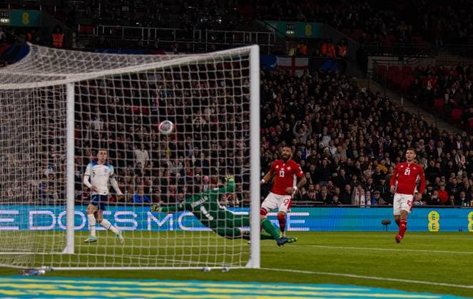 (231118) -- LONDON, Nov. 18, 2023 -- Enrico Pepe (2nd R) of Malta scores an own goal during the UEFA EURO, EM, Europameisterschaft,Fussball 2024 Group C qualification match between England and Malta in London, Britain on Nov. 17, 2023. FOR EDITORIAL USE ONLY. NOT FOR SALE FOR MARKETING OR ADVERTISING CAMPAIGNS. NO USE WITH UNAUTHORIZED AUDIO, VIDEO, DATA, FIXTURE LISTS, CLUB LEAGUE LOGOS OR LIVE SERVICES. ONLINE IN-MATCH USE LIMITED TO 45 IMAGES, NO VIDEO EMULATION. NO USE IN BETTING, GAMES OR SINGLE CLUB LEAGUE PLAYER PUBLICATIONS. (SP)BRITAIN-LONDON-FOOTBALL-UEFA EURO 2024-QUALIFIERS (Xinhua)