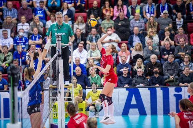 Grace Frohling (Dresdner SC, 11) Allianz MTV Stuttgart - Dresdner SC, Volleyball Bundesliga, Frauen, VBL, Saison 2023 24, 18.11.2023, Stuttgart (SCHARRena), DEU Allianz MTV Stuttgart - Dresdner SC, Sport, Volleyball Bundesliga, Frauen, VBL, Saison 2023 24, 18.11.2023, Stuttgart (SCHARRena), DEU Stuttgart Copyright: xSandyxDinkelackerx EP_SDR