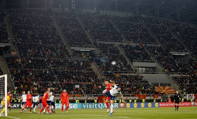 EDITORIAL USE ONLY No use with unauthorised audio, video, data, fixture lists, club league logos or live services. Online in-match use limited to 120 images, no video emulation. No use in betting, games or single club league player publications. North Macedonia v England, UEFA European Championship, EM, Europameisterschaft 2024 Qualifying, Group C, Football, National Arena Tose Proeski, Skopje, North Macedonia - 20 Nov 2023 EDITORIAL USE ONLY No use with unauthorised audio, video, data, fixture lists, club league logos or live services. Online in-match use limited to 120 images, no video emulation. No use in betting, games or single club league player publications. Copyright: xNikolaxKrstic Shutterstockx 14223610ev