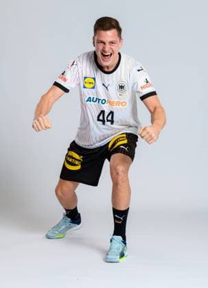 Muenchen, Deutschland 29. Oktober 2023: Handball DHB - Fotoshooting Christoph Steinert (Deutschland) Portrait, ganzkoerper, Bild, einzel, Einzelaufnahme, picture, single, solo, alleine, Muenchen MHP Arena Bayern Deutschland